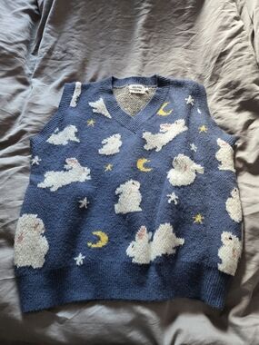 Aelfric Eden Navy Bunny Moon & Star Knit Vest